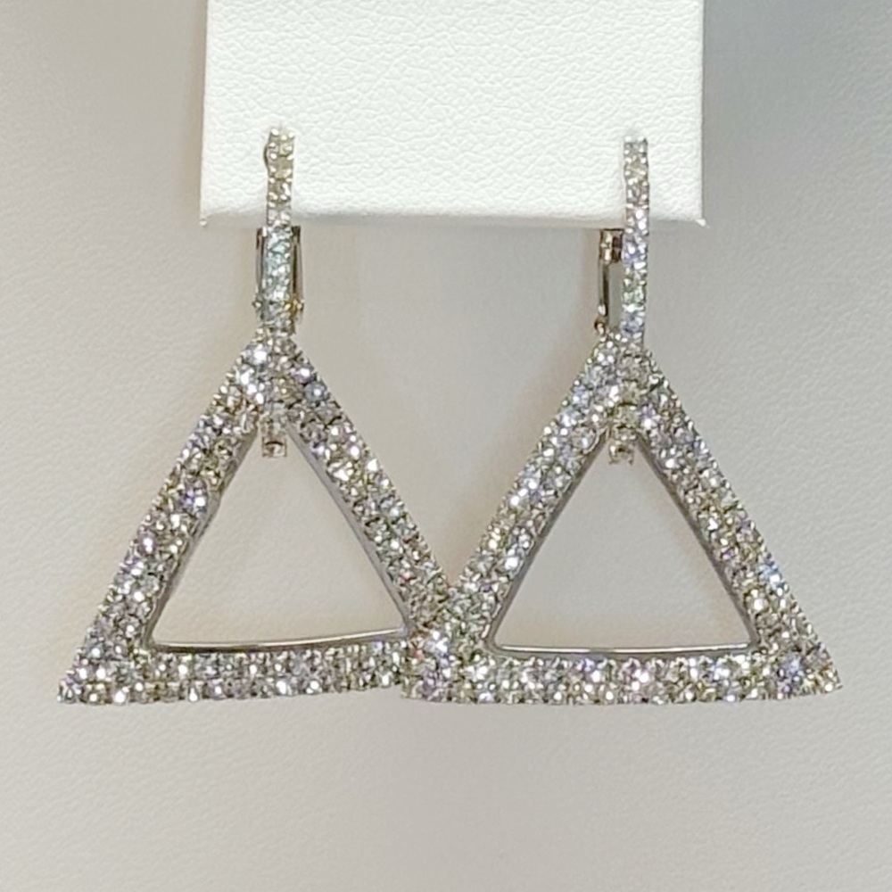 NWT Small Triangle Rhinestone Statement Earrings | Hypoallergenic | Silver Tone